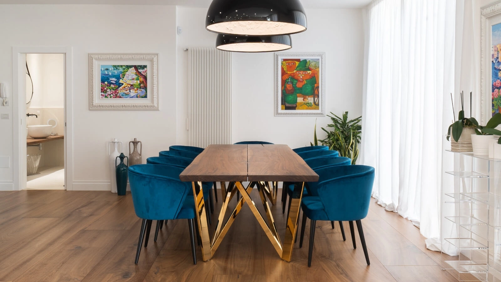 Tavolo Vero Geometrica con top in legno massello e gambe in metallo di Arte Brotto