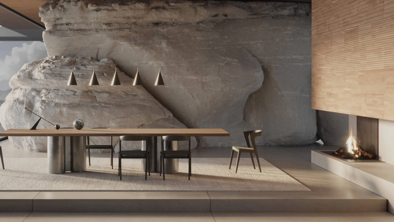 Tavolo Vero Pila con piano in legno massello e base in tubolare di metallo di Arte Brotto
