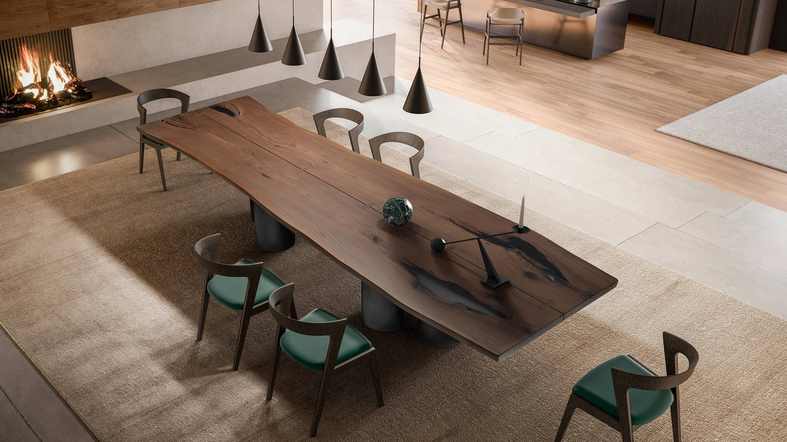 Tavolo Vero Pila con piano in legno massello e base in tubolare di metallo di Arte Brotto