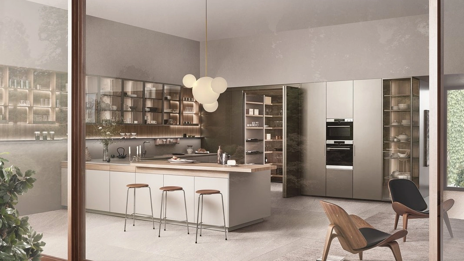 Cucina Design con penisola Sign 03 in Fenix Beige Arizona di Ernestomeda