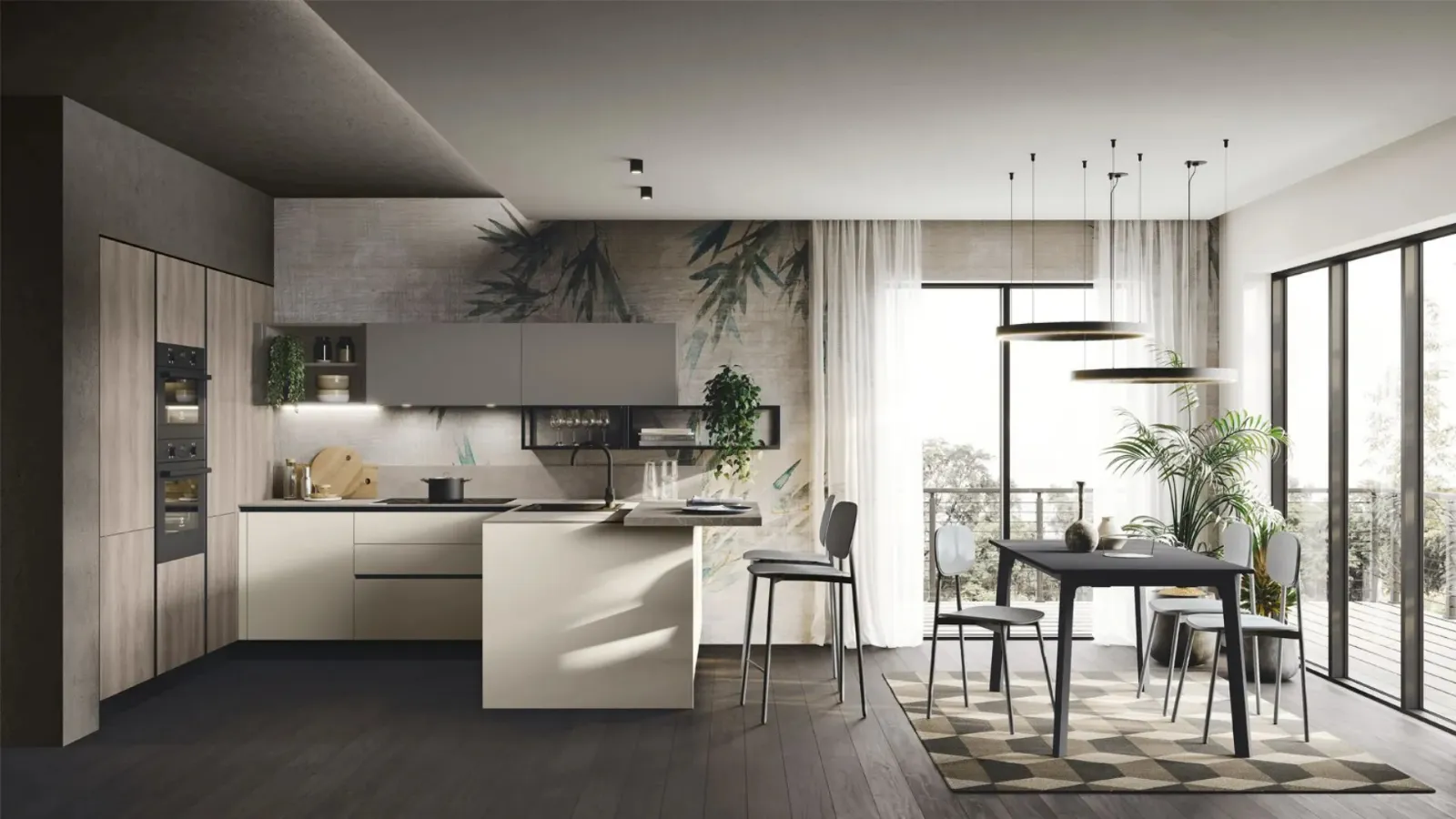 Cucina Moderna con penisola Art-Kaya 05 di Stosa