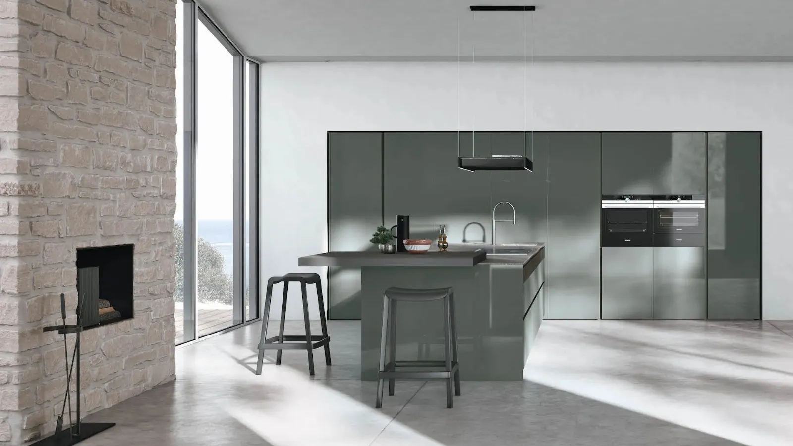 Cucina Moderna con penisola Color Trend 06 di Stosa