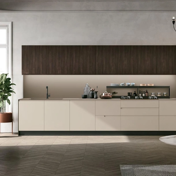 Cucina Moderna Karma 07 in Pet e Rovere Corteccia di Stosa