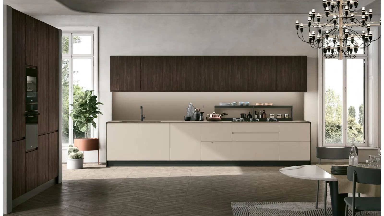 Cucina Moderna Karma Modern 02 in Pet e Rovere Corteccia di Stosa