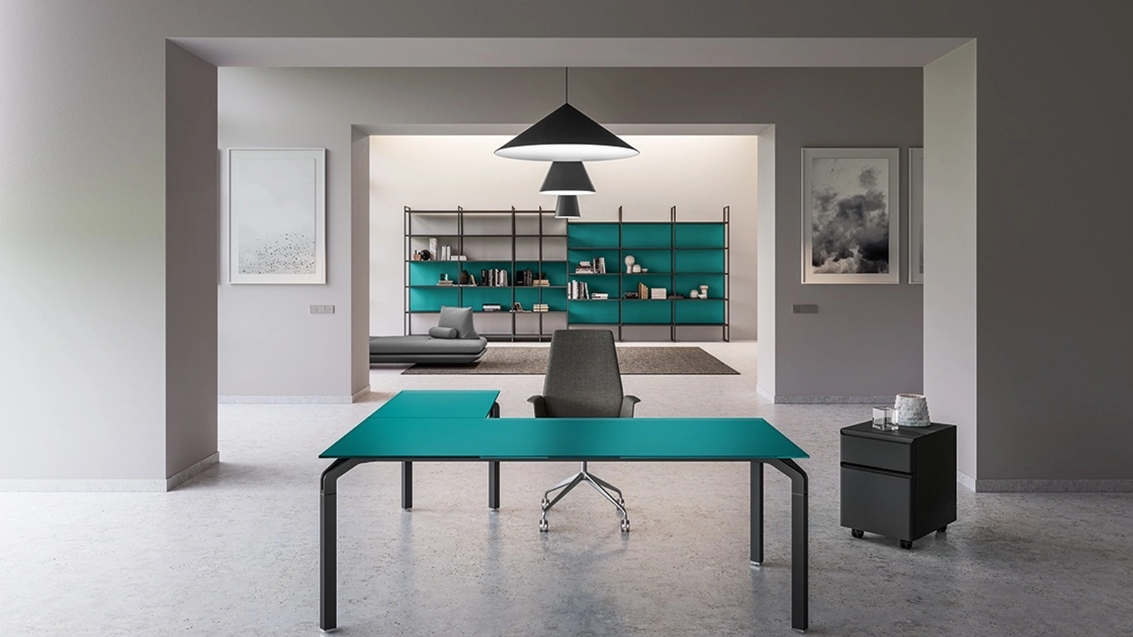 Scrivania Direzionale Yoga Vetro Laccato di About Office