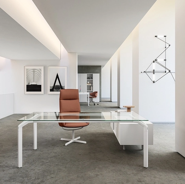 Scrivania Direzionale Yoga Vetro Trasparente di About Office