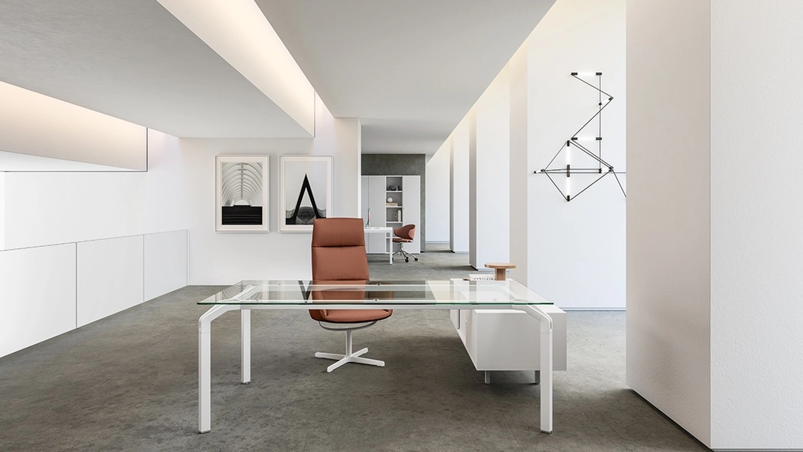 Scrivania Direzionale Yoga Vetro Trasparente di About Office