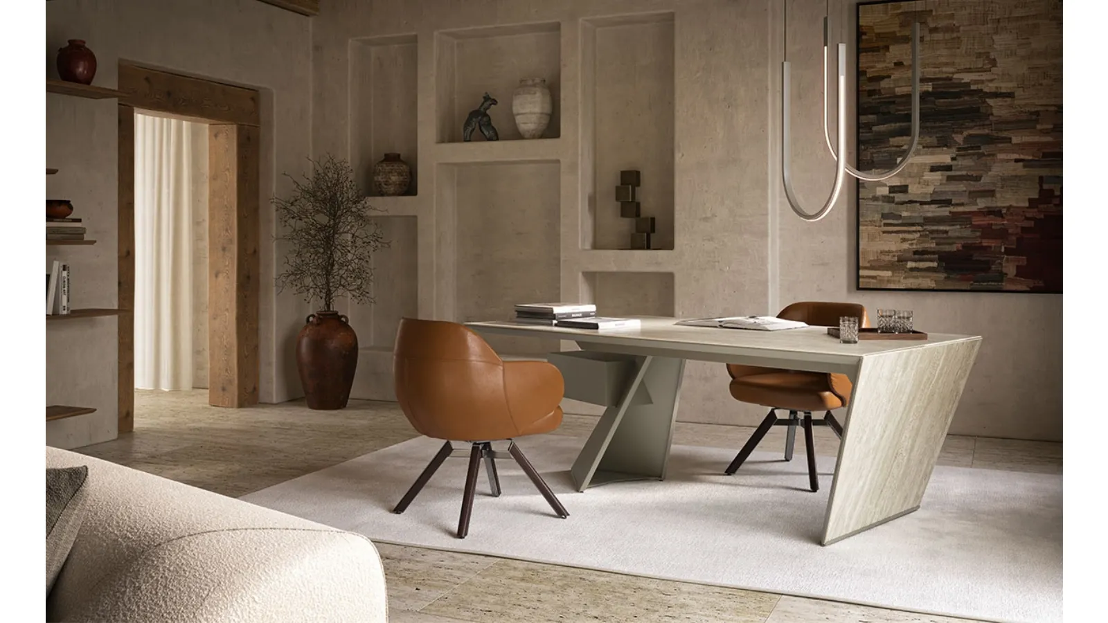 Scrivania direzionale in ceramica Nasdaq Keramik di Cattelan Italia