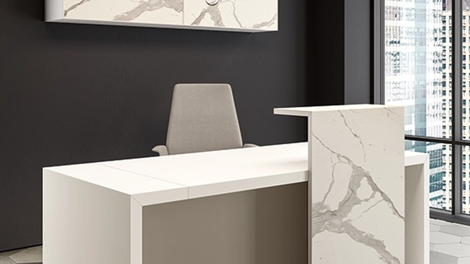 Reception Bold58 Universe con mensola in gres di About Office