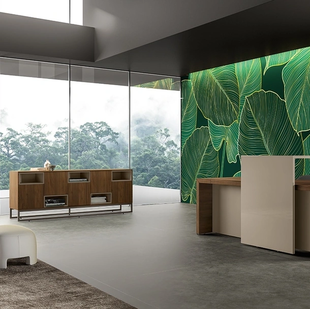 Reception Bold58 Universe con mensola in vetro laccato di About Office