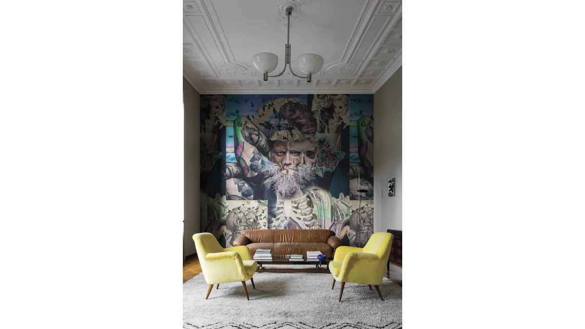 Carta da parati di design con figure sovrapposte AM18 di London Art
