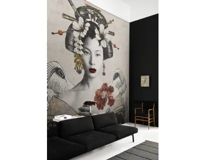 Carta da parati con ritratto di donna Geisha re-edition di London Art