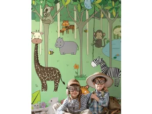 Carta da parati per camerette con animali esotici Harry di London Art