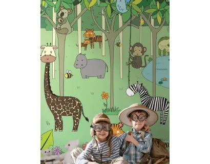 Carta da parati per camerette con animali esotici Harry di London Art