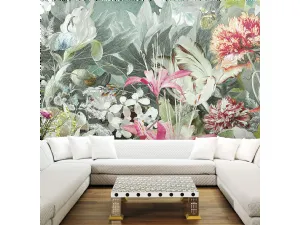 Carta da parati colorata con grandi immagini floreali Havana di London Art