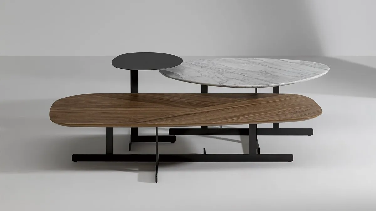 Tavolino Kumo in ceramica o legno o laccato di Bonaldo