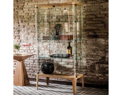 Contenitore in vetro con base in legno Chantal di Cattelan Italia
