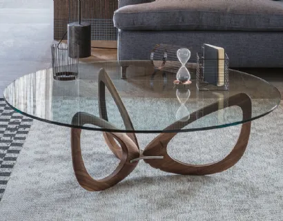 Tavolino in vetro con base in legno Helix di Cattelan Italia