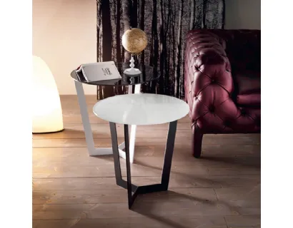 Tavolino in acciaio con piano in cristallo verniciato bianco Jolly di Cattelan Italia