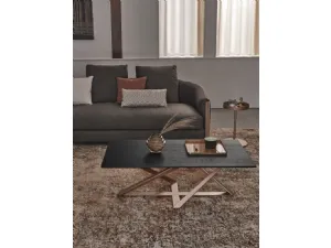 Tavolino Millennium Coffee Table con piano in legno e base in acciaio laccato di Bontempi