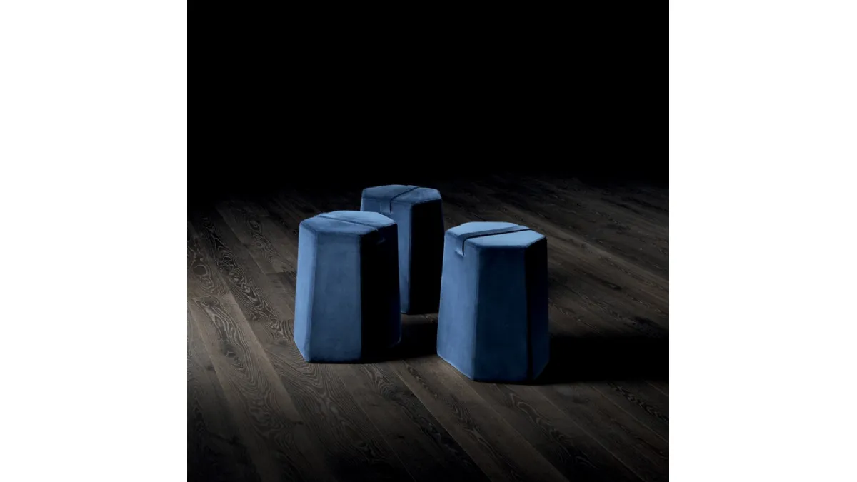 Pouf Leonardo esagonale in tessuto Blu di Arte Brotto