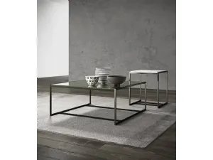 Tavolino Eulero con top in vetro o effetto marmo e base in metallo di Presotto