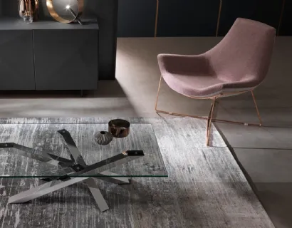 Tavolino Shangai con top in cristallo di Riflessi