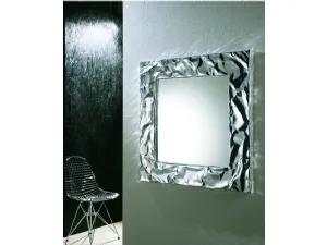 Specchio quadrato con cornice in alluminio modellata a mano Mito di Riflessi