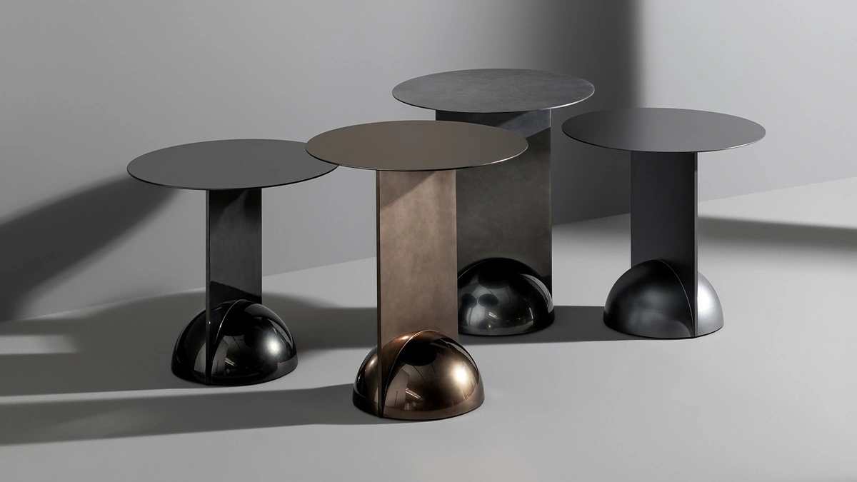 Tavolino rotondo di design Combination in metallo di Bonaldo