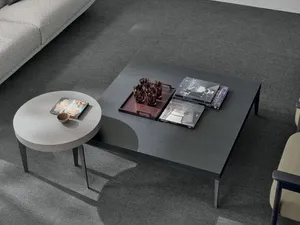 Tavolino Atollo in materico alpaca e materico rovere carbone di Tomasella