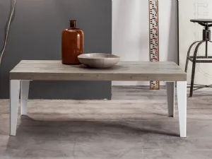 Tavolino Wood in legno di Rovere massello con gambe in ferro laccato Bianco di Devina Nais