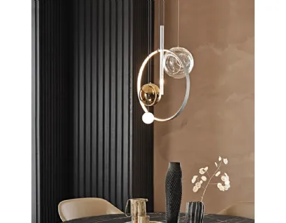 Lampada con struttura in acciaio e paralumi in vetro borosilicato trasparente, bronzo e sabbiatoBiarritz Cattelan Italia