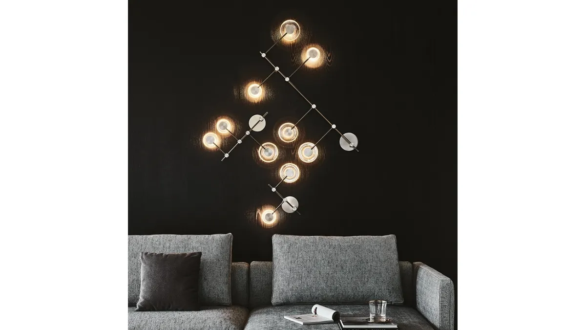 Lampada da parete in acciaio con paralumi in vetro Applique Circuit di Cattelan Italia