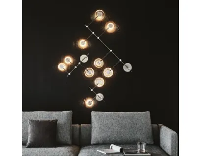 Lampada da parete in acciaio con paralumi in vetro Applique Circuit di Cattelan Italia