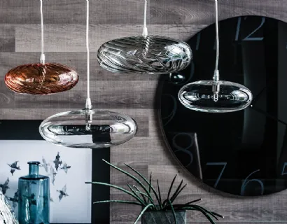 Lampada a sospensione in vetro borosilicato trasparente Lim di Cattelan Italia