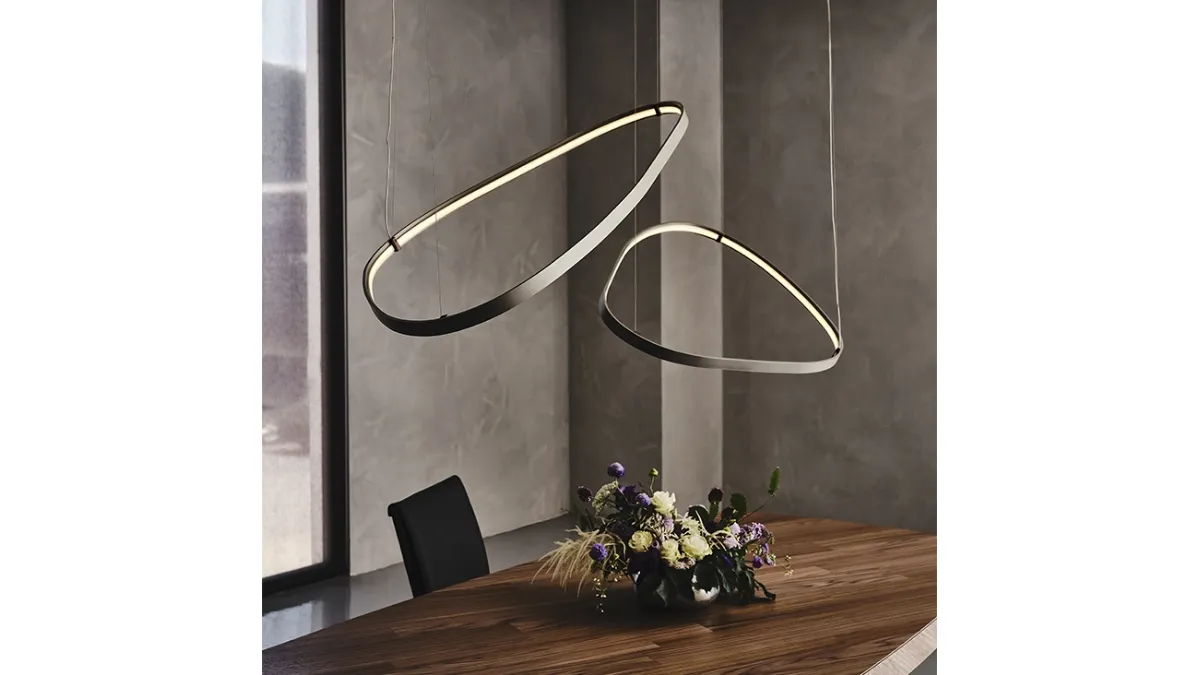Lampada a sospensione Magellano in acciaio verniciato titanio di Cattelan Italia