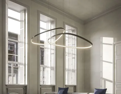Lampada a sospensione Magellano Magnum in acciaio verniciato titanio di Cattelan Italia