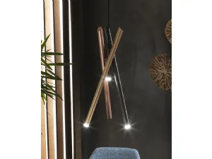 Lampada a sospensione Shangai S3 composta da tre tubolari metallici verniciati con trattamento satinato galvanico di Riflessi