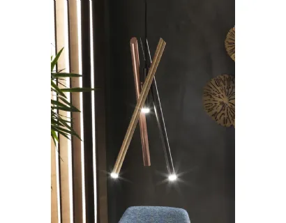 Lampada a sospensione Shangai S3 composta da tre tubolari metallici verniciati con trattamento satinato galvanico di Riflessi