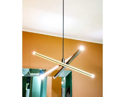 Lampada a sospensione Shangai S6 composta da tre tubolari metallici verniciati con trattamento satinato galvanico di Riflessi