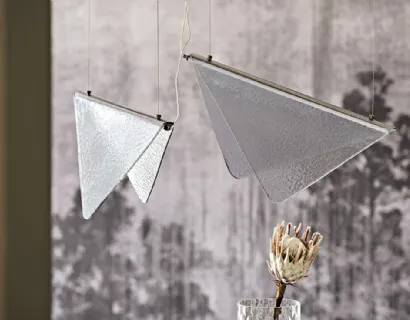 Lampada a soffitto con paralume in vetro artistico decorato trasparente Velar di Cattelan Italia