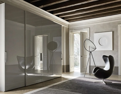 Armadio Anta Liscia in laccato lucido Ardesia con maniglia Mia di Sangiacomo