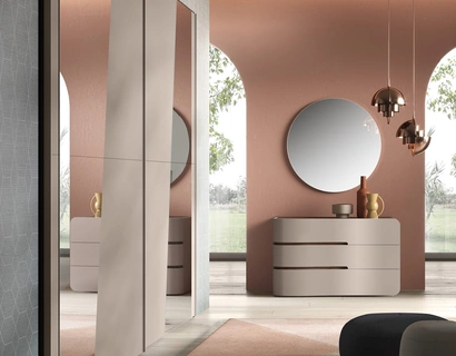 Armadio con ante scorrevoli in nobilitato e specchio Creo di Adriatica