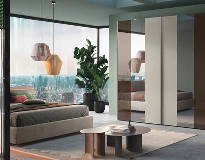 Armadio con ante scorrevoli in nobilitato e vetro Kappa di Adriatica