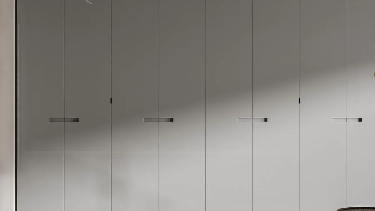 Armadio con ante a pacchetto Sincro in laccato Cenere di Veneran