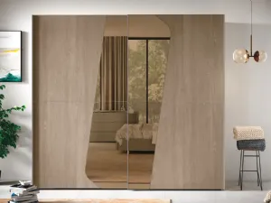 Armadio Sipario materico Rovere Natura con Specchio Bronzo e profili in Titanio di Corso 11