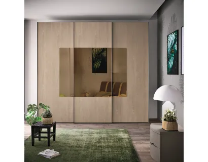 Armadio Vision finitura Rovere Natura con specchio Bronzo e profili titanio di Corso 11