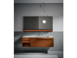 Mobile da Bagno sospeso in laccato ruggine opaco con top integrato finitura stone quarzo Ade 006 di Edoné