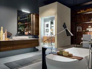 Mobile da Bagno sospeso in natural wood larice Chrono 001 di Edoné