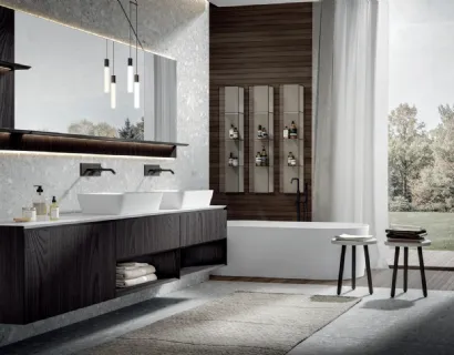 Mobile da Bagno sospeso in castagno fuliggine Chrono 004 di Edoné